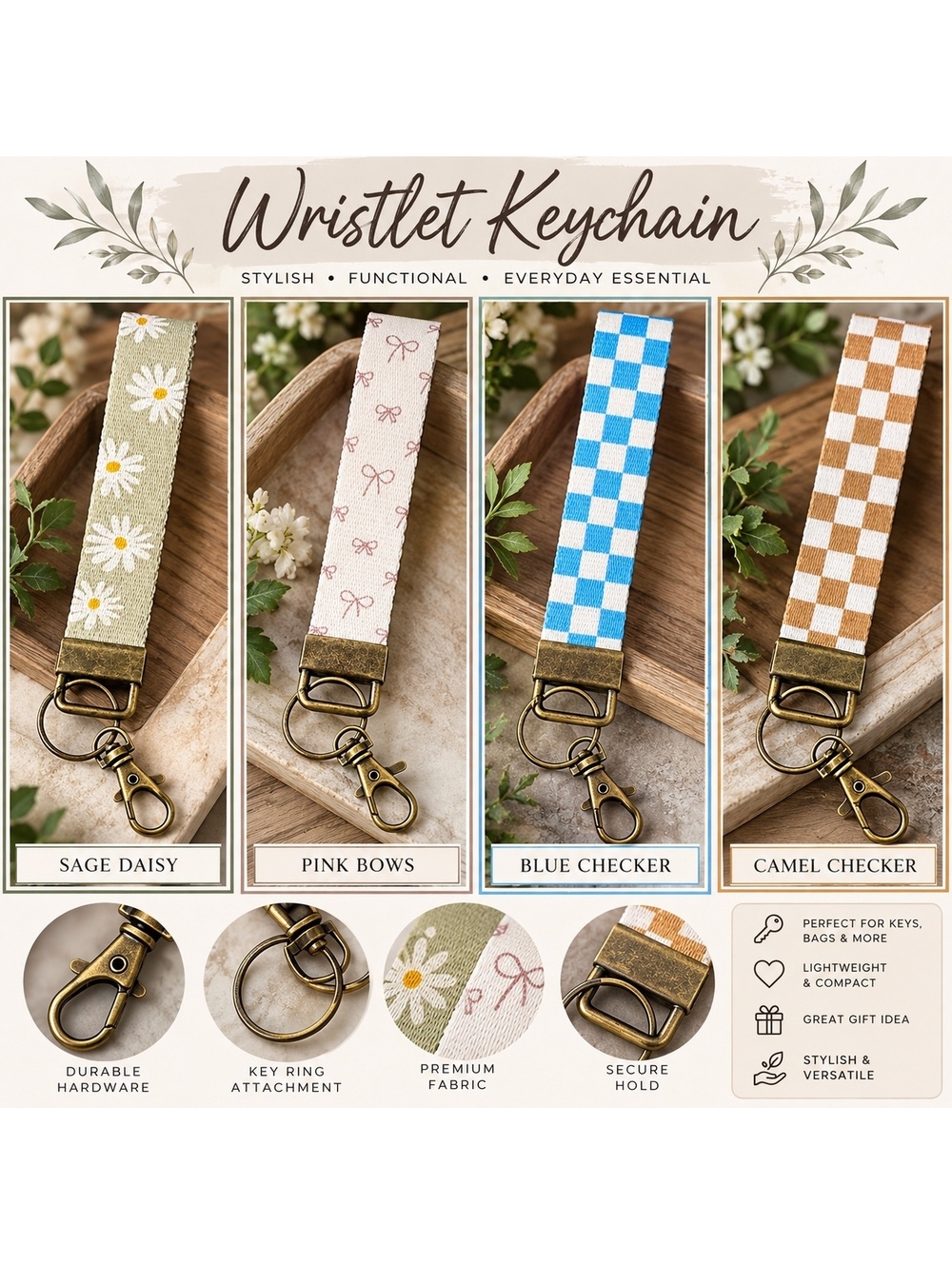 Stylish Wristlet Keychains with Durable Hardware - Choose 1